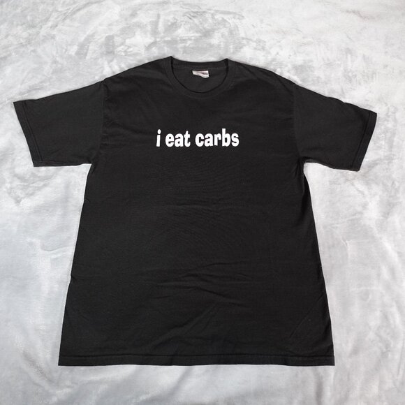 Vintage I Eat Carbs T Shirt Mens Medium Funny Humor Black Y2K - Picture 1 of 7